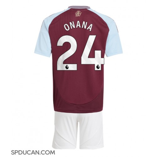 Dječji Nogometni Dres Aston Villa Amadou Onana #24 Domaci 2024-25 Kratak Rukav (+ Kratke hlače)